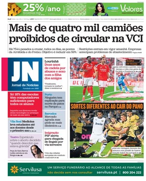 Capa de Jornal de Notícias