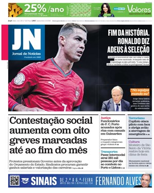 Capa de Jornal de Notícias