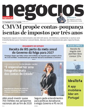 Capa de Jornal Negócios