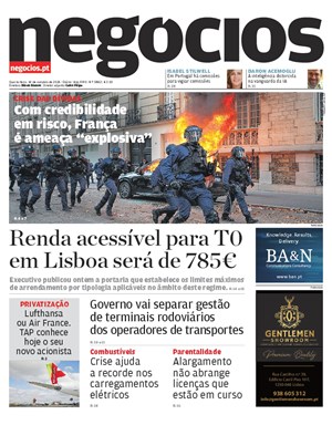Capa de Jornal Negócios