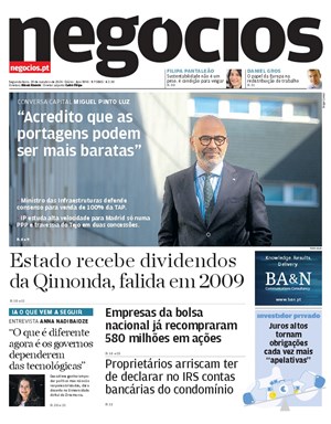 Capa de Jornal Negócios