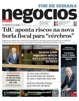 Capa de Jornal Negócios