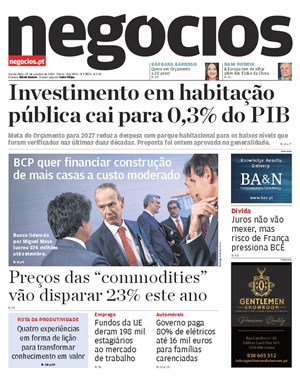 Capa de Jornal Negócios